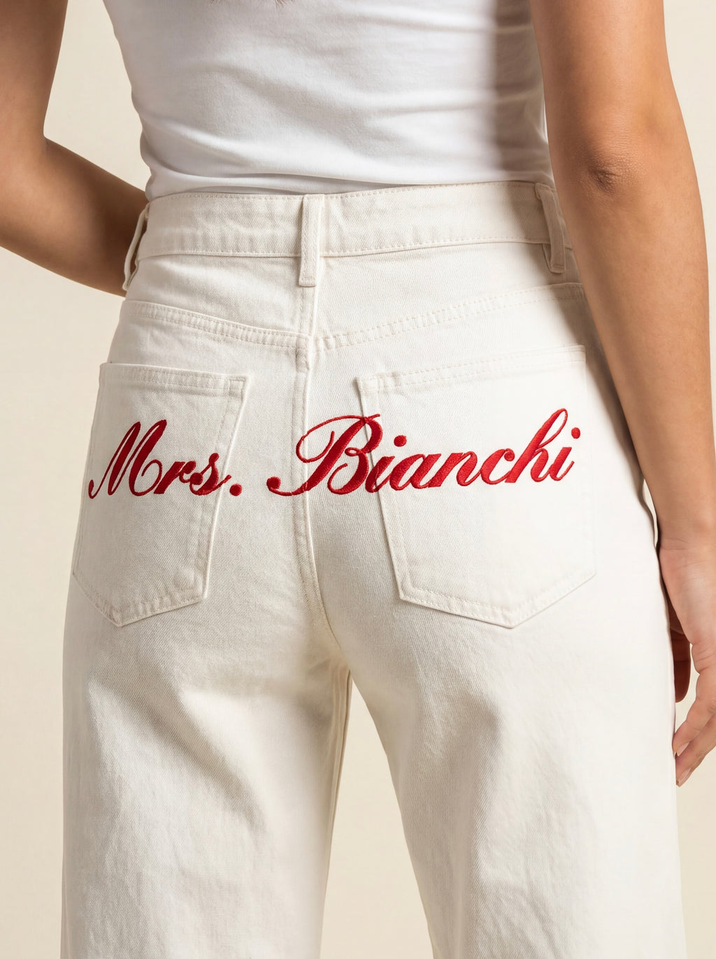 Custom White Denim Mrs Jeans