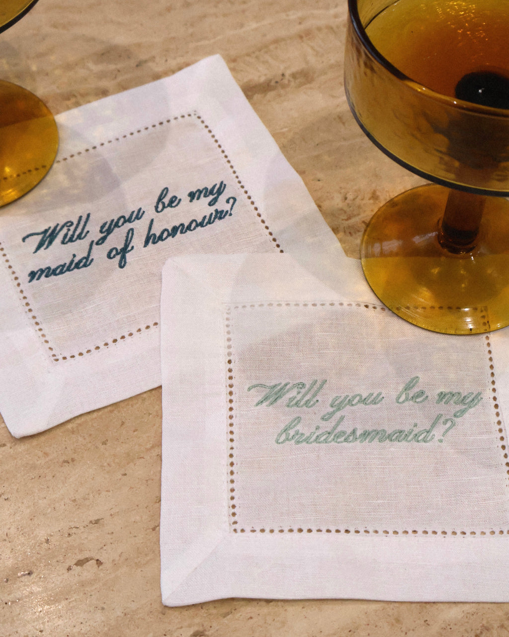 Will You Be My Maid Of Honour? Linen Drink Napkin