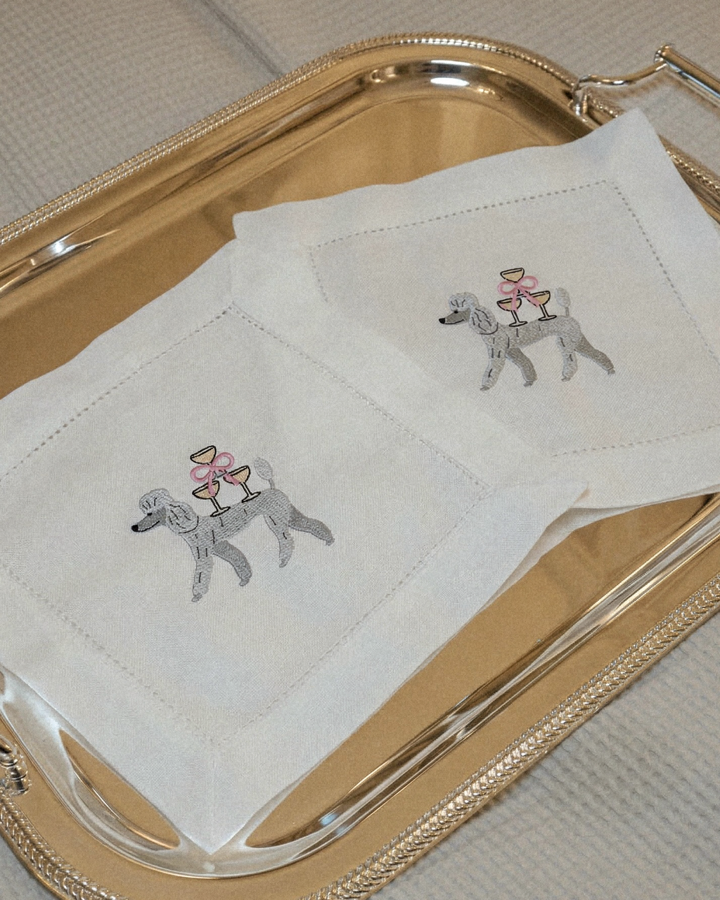 Poodle Champagne Napkins / Drink Napkins