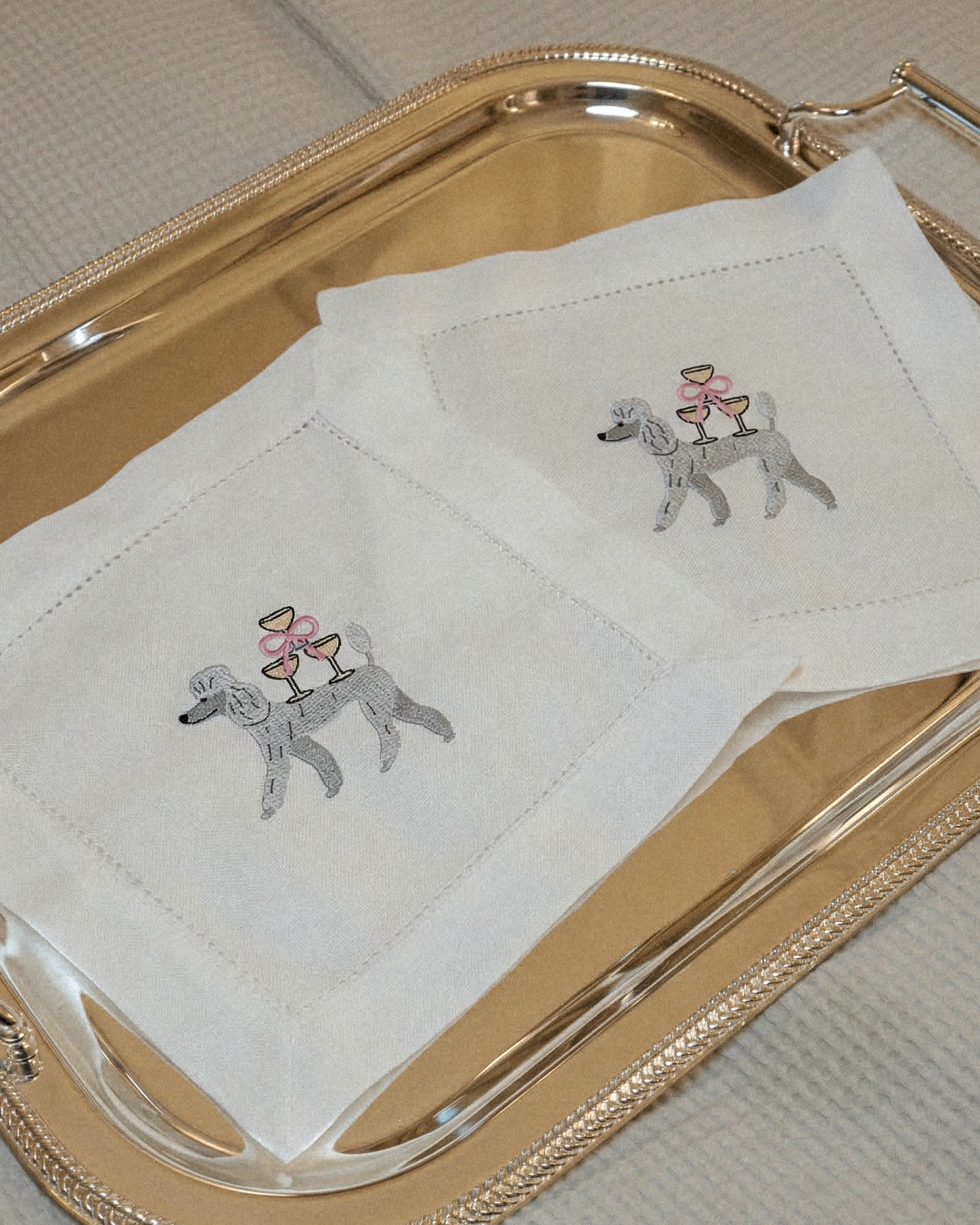 Poodle Champagne Napkins / Drink Napkins