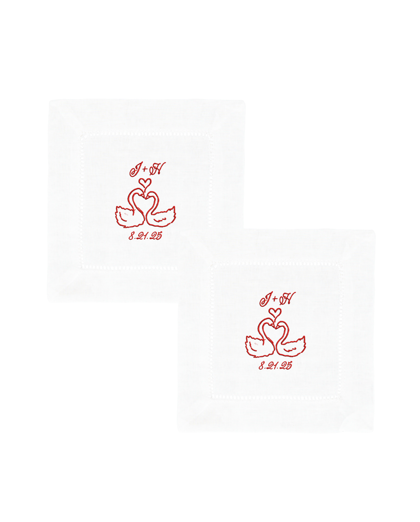 Custom Swan Wedding Napkins / Drink Napkins